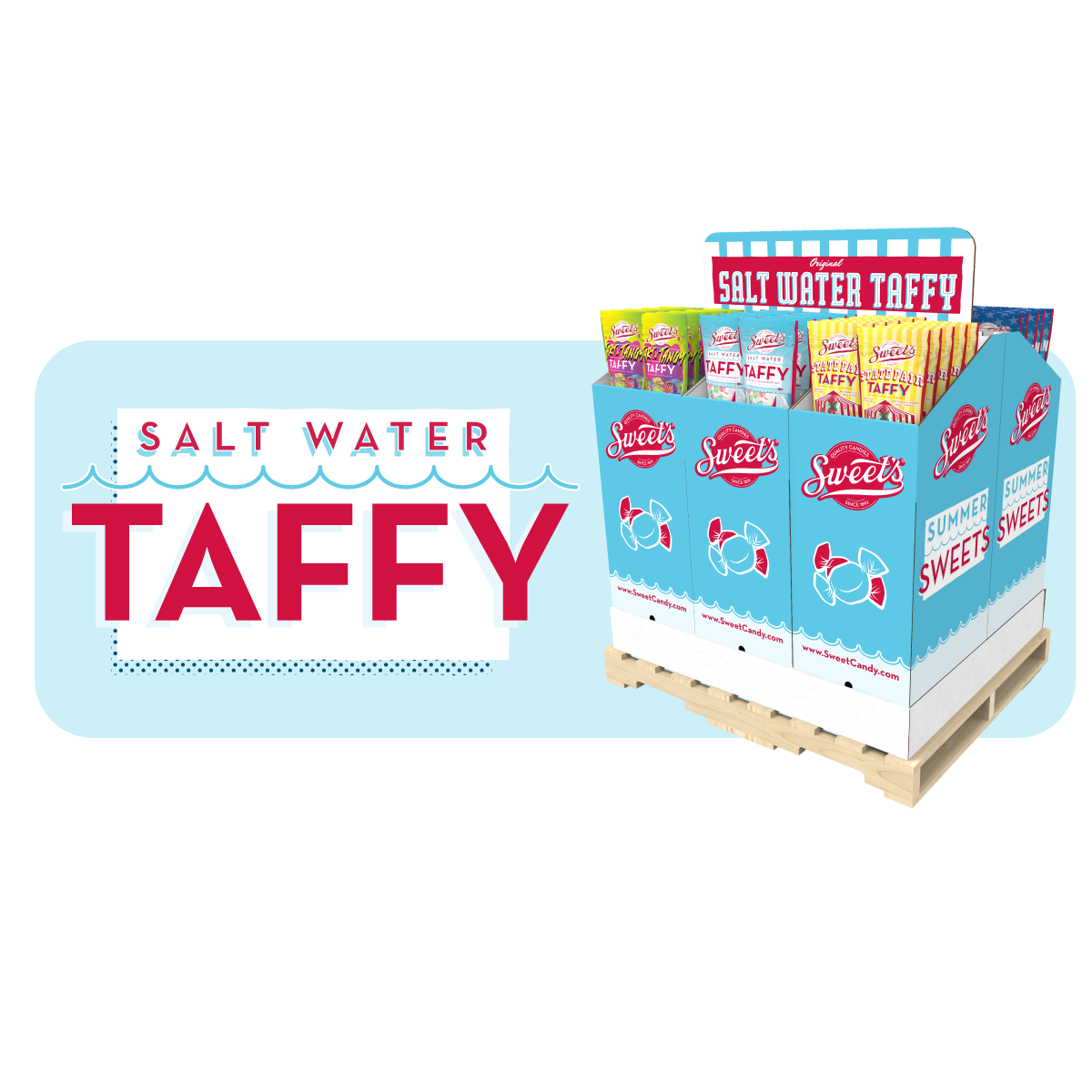 Salt Water Taffy - 12oz Bagged Taffy Display by Sweet Candy Company