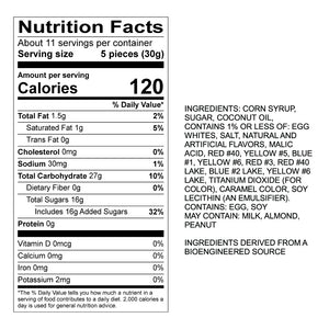 Sweet's 12oz Assorted Salt Water Taffy - Nutrition Panel and Ingredients